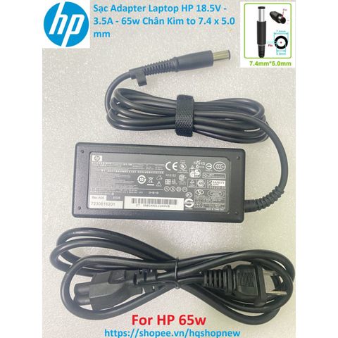 Sạc Adapter Laptop HP Chính Hãng 18.5V - 3.5A - 65W, Chân Kim 7.4 x 5.0 mm - Phụ Kiện Điện Tử Giá Rẻ, An Toàn và Tiết Kiệm Năng Lượng