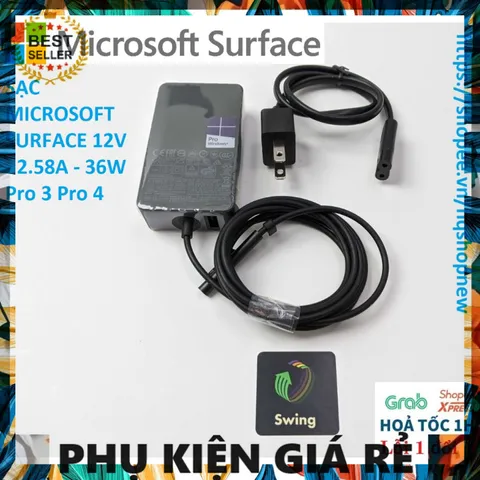 Sạc Microsoft Surface Chính Hãng 12V - 2.58A - 36W - Phụ Kiện Sạc Laptop Chất Lượng Cao, Giá Rẻ