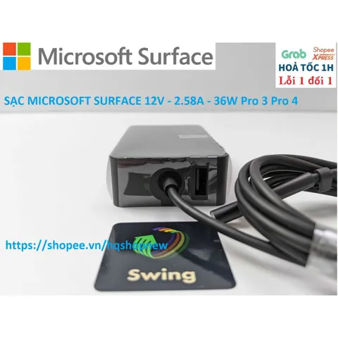 Sạc Microsoft Surface Chính Hãng 12V - 2.58A - 36W - Phụ Kiện Sạc Laptop Chất Lượng Cao, Giá Rẻ