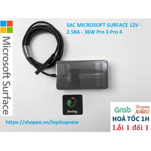 Sạc Microsoft Surface Chính Hãng 12V - 2.58A - 36W - Phụ Kiện Sạc Laptop Chất Lượng Cao, Giá Rẻ