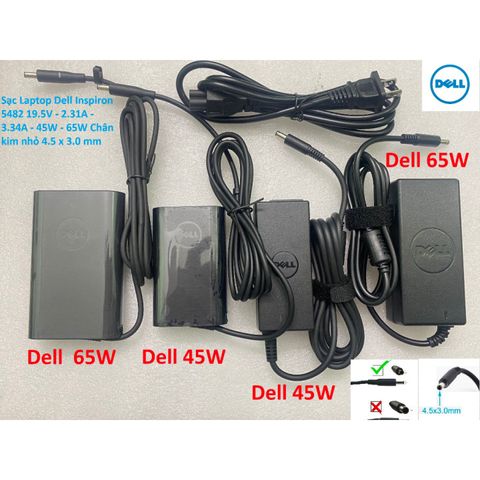 Sạc Chính Hãng Laptop Dell Inspiron 5482 - 19.5V 2.31A 3.34A 45W 65W Chân Kim Nhỏ 4.5 x 3.0mm - Hàng Mới 100%