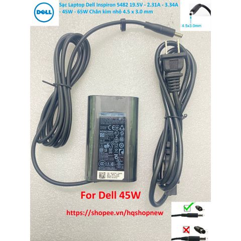 Sạc Chính Hãng Laptop Dell Inspiron 5482 - 19.5V 2.31A 3.34A 45W 65W Chân Kim Nhỏ 4.5 x 3.0mm - Hàng Mới 100%