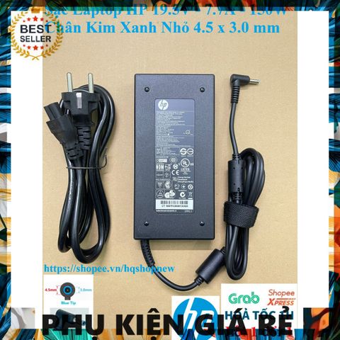 Sạc Laptop HP 19.5V - 7.7A - 150W Chân Kim Xanh Nhỏ 4.5x3.0mm - Phụ Kiện Chính Hãng Giá Rẻ, Bảo Hành 6 Tháng