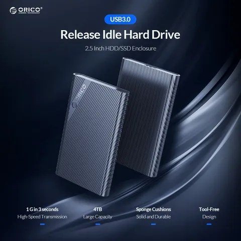 Hộp Đựng Ổ Cứng Orico 2521U3 USB 3.0 - Chuyển Đổi HDD SSD 2.5 inch Thành Ổ Cứng Di Động, Tương Thích Với Windows, Mac, Linux