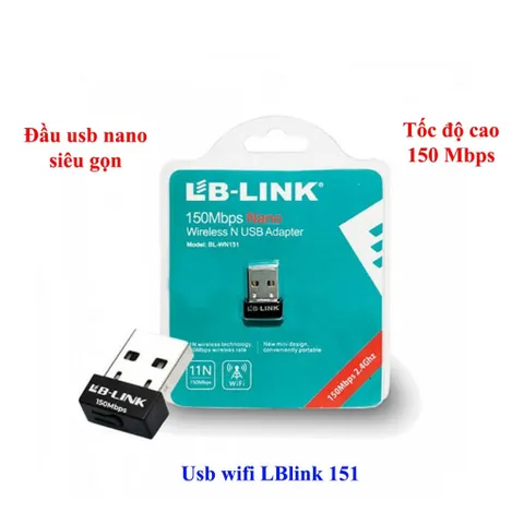 USB Thu WiFi LB-LINK 150Mbps - Phụ Kiện Không Dây Cho Laptop/PC, Tương Thích 802.11b/g/n, Thiết Kế Nhỏ Gọn, Dễ Dàng Cài Đặt