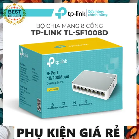 Bộ Chia Mạng Switch 8 Port TP-LINK TL-SF1008D 10/100Mbps Chính Hãng - Tiết Kiệm Năng Lượng, Dễ Dàng Cài Đặt, Bảo Hành 24 Tháng