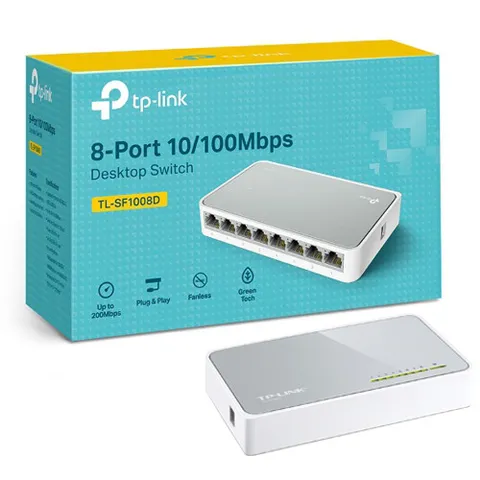 Bộ Chia Mạng Switch 8 Port TP-LINK TL-SF1008D 10/100Mbps Chính Hãng - Tiết Kiệm Năng Lượng, Dễ Dàng Cài Đặt, Bảo Hành 24 Tháng