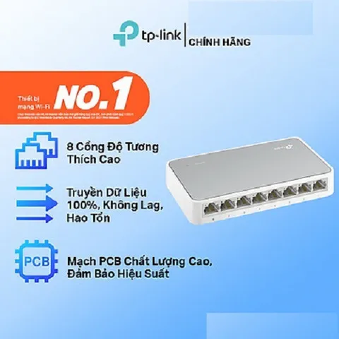 Bộ Chia Mạng Switch 8 Port TP-LINK TL-SF1008D 10/100Mbps Chính Hãng - Tiết Kiệm Năng Lượng, Dễ Dàng Cài Đặt, Bảo Hành 24 Tháng