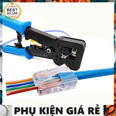 Bộ Kìm Bấm Dây Mạng Xuyên Thấu RJ11/RJ12/RJ45 và 100 Hạt Mạng Chất Lượng Cao - Phụ Kiện Giá Rẻ Cho Dự Án Mạng