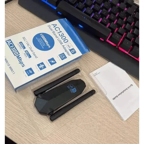 USB Wifi 1300Mbps Dual Antenna - Bộ Chuyển Đổi Wifi 2.4/5GHz Tốc Độ Cao Cho Laptop & PC - Phụ Kiện Giá Rẻ Tiện Lợi