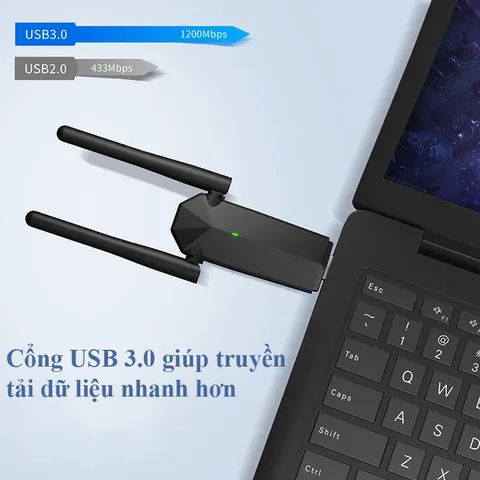 USB Wifi 1300Mbps Dual Antenna - Bộ Chuyển Đổi Wifi 2.4/5GHz Tốc Độ Cao Cho Laptop & PC - Phụ Kiện Giá Rẻ Tiện Lợi