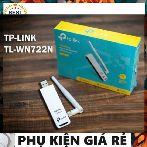 Thiết bị thu sóng Wifi TP-LINK USB TL-WN722N - Tốc độ 150Mbps, Bảo mật WPA/WPA2, Cài đặt dễ dàng, Nhỏ gọn, Chính hãng 24T