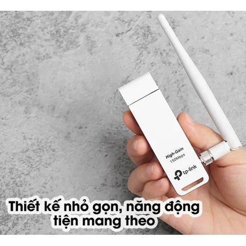 Thiết bị thu sóng Wifi TP-LINK USB TL-WN722N - Tốc độ 150Mbps, Bảo mật WPA/WPA2, Cài đặt dễ dàng, Nhỏ gọn, Chính hãng 24T