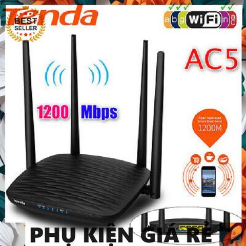 Bộ Phát Wifi Tenda AC5 1200Mbps - Router 2 Băng Tần 4 Râu Tốc Độ Cao, Hỗ Trợ Chơi Game và Stream 4K, Hướng Dẫn Cài Đặt Chi Tiết
