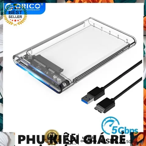 Hộp Đựng Ổ Cứng Di Động ORICO 2139U3 2.5 inch USB 3.0 - Tốc Độ 5Gbps, Hỗ Trợ HDD/SSD, Thiết Kế Chống Trượt Chính Hãng
