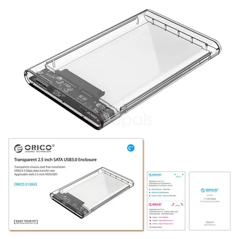 Hộp Đựng Ổ Cứng Di Động ORICO 2139U3 2.5 inch USB 3.0 - Tốc Độ 5Gbps, Hỗ Trợ HDD/SSD, Thiết Kế Chống Trượt Chính Hãng