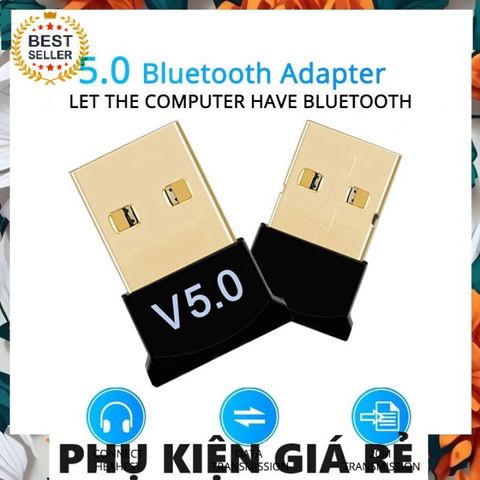 USB Bluetooth Dongle 5.0 - Bộ thu phát Bluetooth cho Máy Tính Bàn và Laptop - Kết Nối Không Dây Ổn Định, Bảo Hành 3 Tháng