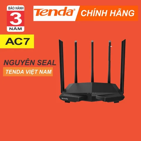 Router Wifi Tenda AC7 AC1200M Băng Tần Kép 2.4G/5G, 5 Anten 6dBi - Tốc Độ 1167Mbps, Phủ Sóng Mạnh Mẽ, Hỗ Trợ Nhiều Thiết Bị