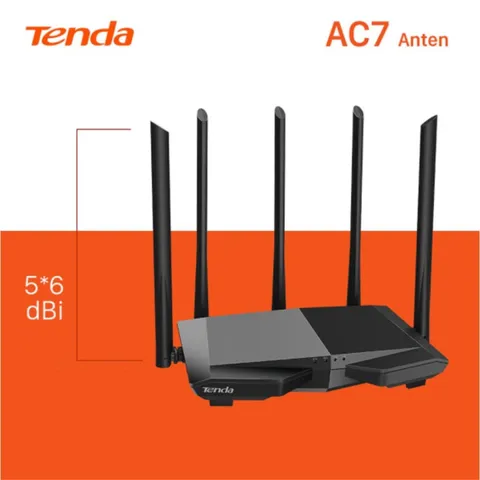 Router Wifi Tenda AC7 AC1200M Băng Tần Kép 2.4G/5G, 5 Anten 6dBi - Tốc Độ 1167Mbps, Phủ Sóng Mạnh Mẽ, Hỗ Trợ Nhiều Thiết Bị