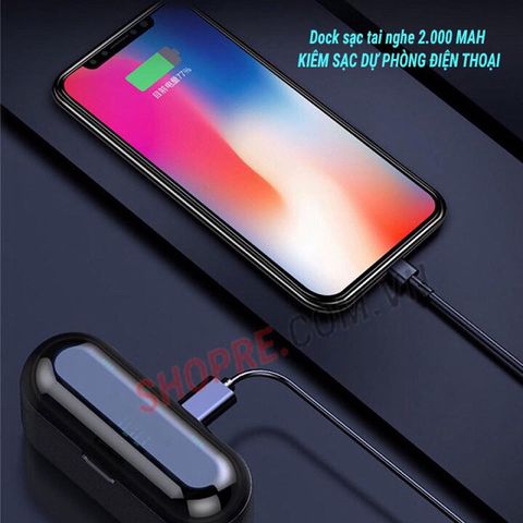 Tai Nghe Bluetooth AMOI F9 TWS 5.0 Không Dây - Chống Nước IPX5, Chất Âm HIFI, Thiết Kế Nhôm Polyme, Sạc Dự Phòng 2500mAh