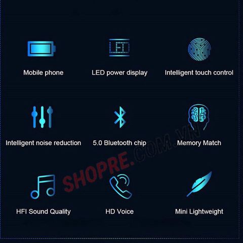 Tai Nghe Bluetooth AMOI F9 TWS 5.0 Không Dây - Chống Nước IPX5, Chất Âm HIFI, Thiết Kế Nhôm Polyme, Sạc Dự Phòng 2500mAh