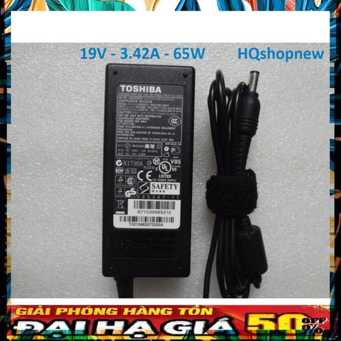Sạc Laptop Toshiba Chính Hãng 19V - 3.42A - 65W, Phụ Kiện Giá Rẻ, Giao Hàng Đúng Đơn