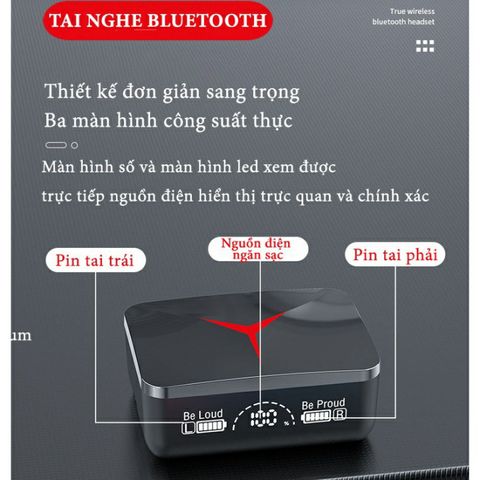 Tai Nghe Bluetooth 5.3 M90 Pro TWS - Thiết Kế Mới, Cảm Biến Vân Tay, Màn Hình LED, Chống Nước, Âm Thanh HIFI, Sạc Type-C
