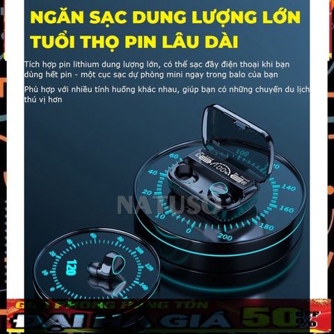 Tai Nghe Bluetooth Không Dây M10 TWS V5.1 - Âm Thanh HIFI Trung Thực, Bass Mạnh 3500mAh, Chống Nước IPX7, Cảm Ứng Thông Minh, Dock Sạc Tiện Lợi