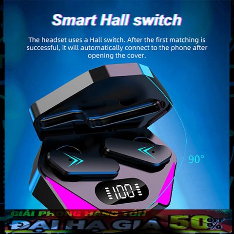 Tai Nghe Gaming Không Dây X15 Bluetooth 5.1 - Âm Thanh HIFI, Kháng Nước IPX5, Cảm Biến Chạm, LED RGB - Thiết Kế Thể Thao, Pin Bền