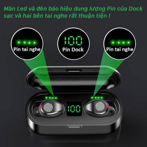 Tai Nghe Không Dây Amoi F9 - Bluetooth 5.0, Chống Nước IPX7, Âm Thanh HIFI - Thời Gian Sử Dụng 280 Giờ, Phụ Kiện Giá Rẻ Chính Hãng