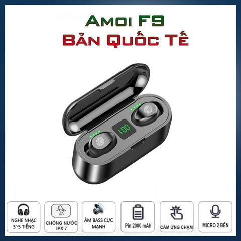 Tai Nghe Không Dây Amoi F9 - Bluetooth 5.0, Chống Nước IPX7, Âm Thanh HIFI - Thời Gian Sử Dụng 280 Giờ, Phụ Kiện Giá Rẻ Chính Hãng