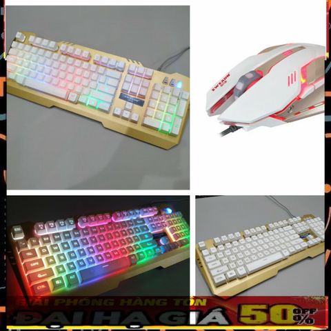 Bàn Phím Chuột Gaming EWEADN K005 (Trắng) Giả Cơ LED RGB 7 Màu Chống Nước - Phụ Kiện Siêu Phẩm Cho Game Thủ và Văn Phòng