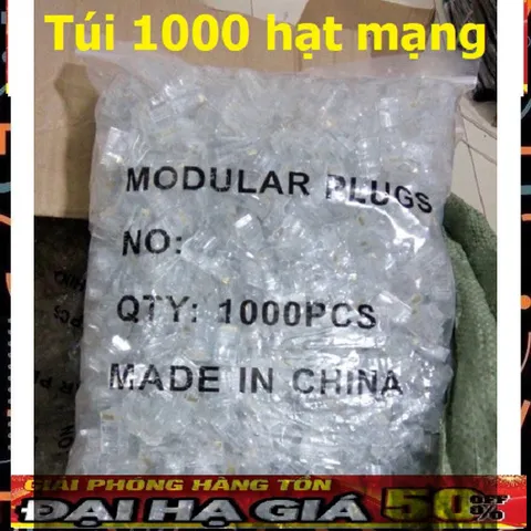 Hạt mạng nhựa RJ45 COB - Túi 1000 hạt bấm dây Cat5, Cat5e, Cat6 - Phụ kiện thiết bị số giá rẻ, độ bền cao, ổn định