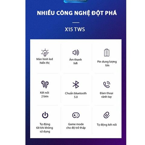 Tai Nghe Gaming Bluetooth 5.1 X15 - Âm Thanh Hi-Fi Chống Nước IPX5, Thiết Kế Đèn LED RGB, Pin Kéo Dài, Phù Hợp Chơi Game và Nghe Nhạc