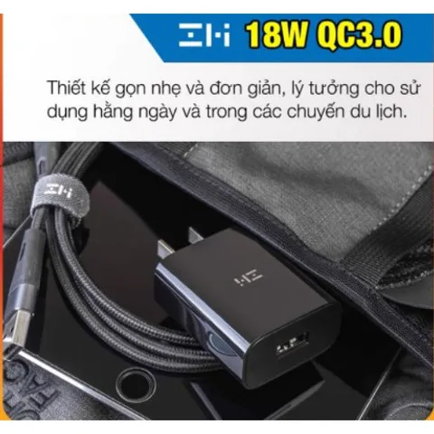 Củ Sạc Nhanh ZMI QC 3.0 18W HA612 - Đầu Sạc Chính Hãng Trắng/Đen, Tương Thích iOS/Android, Bảo Vệ An Toàn Hoàn Hảo