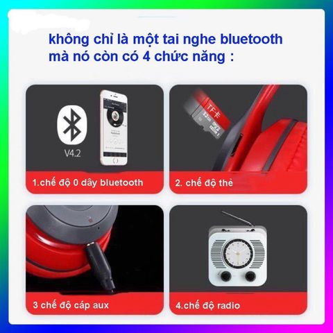 Tai Nghe Chụp Tai Bluetooth P47 - Kết Nối Không Dây, Hỗ Trợ Thẻ Nhớ, Âm Thanh Chất Lượng Cao, Nghe Đài FM, Phụ Kiện Giá Rẻ