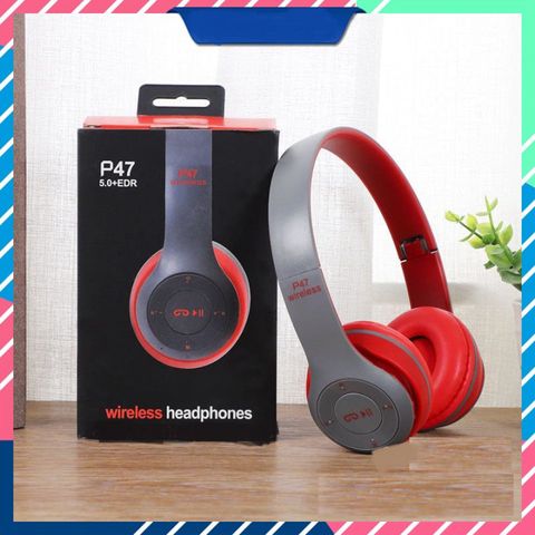 Tai Nghe Chụp Tai Bluetooth P47 - Kết Nối Không Dây, Hỗ Trợ Thẻ Nhớ, Âm Thanh Chất Lượng Cao, Nghe Đài FM, Phụ Kiện Giá Rẻ