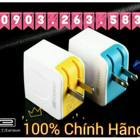 Củ sạc Eardom ĐA NĂNG 2 cổng sạc 1A & 2.1A - Phụ kiện giá rẻ cho smartphone và máy tính bảng, nhỏ gọn và tiện dụng