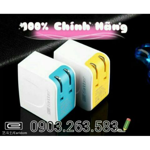 Củ sạc Eardom ĐA NĂNG 2 cổng sạc 1A & 2.1A - Phụ kiện giá rẻ cho smartphone và máy tính bảng, nhỏ gọn và tiện dụng