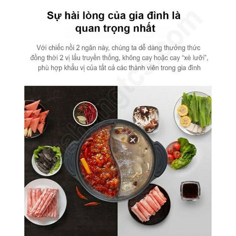 Nồi Lẩu 2 Ngăn 2 Vị Xiaomi Mijia 4L - Nồi Chống Dính Inox 430, Phù Hợp Với Bếp Từ, Gia Đình Quây Quần Thưởng Thức Món Ngon