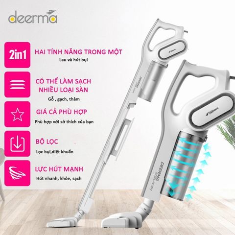 Máy Hút Bụi Cầm Tay Đa Năng Xiaomi Deerma DEM-DX700 (Trắng) 600W - Công Nghệ HEPA, Thiết Kế Hiện Đại, Lực Hút Mạnh Mẽ