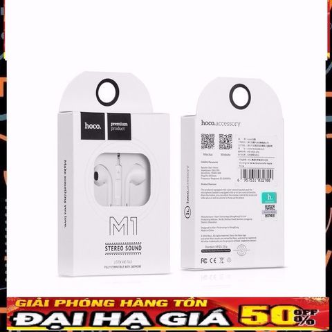 Tai Nghe In-Ear Nhét Tai Hoco M1 Chính Hãng - Thiết Kế Hiện Đại, Âm Thanh Sống Động, Phù Hợp Công Nghệ iOS & Android - Phụ Kiện Giá Rẻ