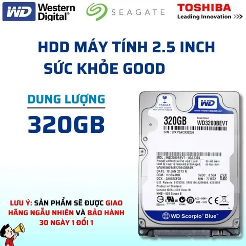 Ổ Cứng HDD 320GB 500GB 1TB SATA 2.5inch - Phụ Kiện Laptop & PC, Box Ngoài, Bảo Hành 1 Đổi 1, Giá Rẻ