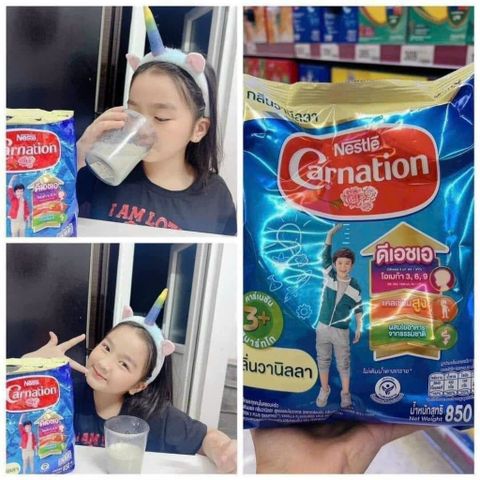 Sữa Bột Nguyên Kem Carnation Nội Địa Thái 850gr - Hương Vị Vani, Bổ Sung Omega 3, 6, 9, Tăng Cân và Chiều Cao Cho Bé Từ 1-6 Tuổi