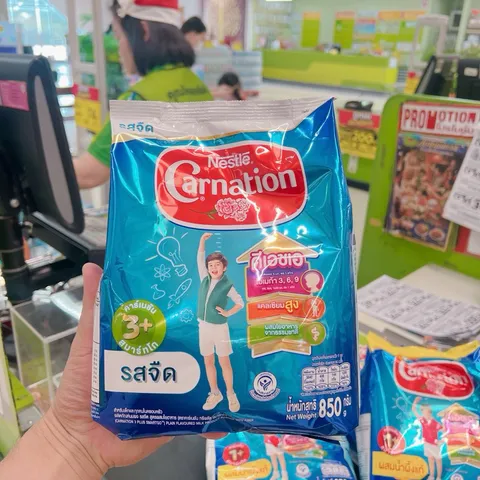 Sữa Bột Nguyên Kem Carnation Nội Địa Thái 850gr - Hương Vị Vani, Bổ Sung Omega 3, 6, 9, Tăng Cân và Chiều Cao Cho Bé Từ 1-6 Tuổi