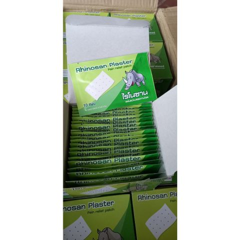 Miếng Dán Giảm Đau Rhinosan Plaster Thái Lan - Túi 10 Miếng Dán Giúp Giảm Đau Cơ, Đau Khớp, Vết Bầm Tím