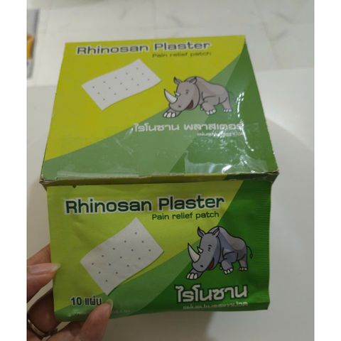 Miếng Dán Giảm Đau Rhinosan Plaster Thái Lan - Túi 10 Miếng Dán Giúp Giảm Đau Cơ, Đau Khớp, Vết Bầm Tím