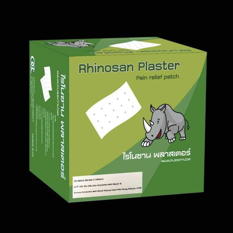Miếng Dán Giảm Đau Rhinosan Plaster Thái Lan - Túi 10 Miếng Dán Giúp Giảm Đau Cơ, Đau Khớp, Vết Bầm Tím