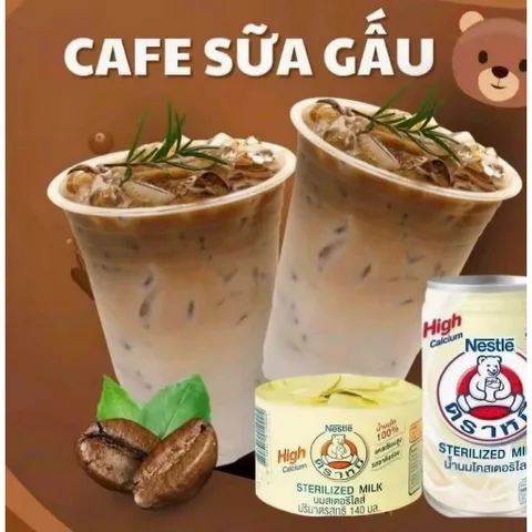 Combo 12 Lon Sữa Gấu Vàng Thái Lan 140ml - Sữa Nguyên Kem, Cao Canxi, Ít Béo, Uống Ngay, Thiết Kế Tiện Lợi