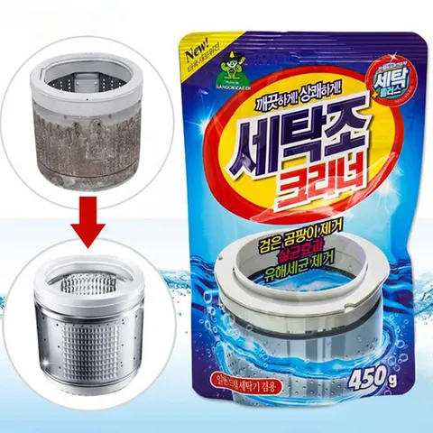 Bột Tẩy Vệ Sinh Lồng Máy Giặt Hàn Quốc 450g - Sạch Sẽ Diệt Khuẩn, Loại Bỏ Cặn Bẩn, Duy Trì Độ Bóng Cho Quần Áo